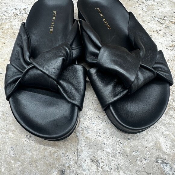 Jenni Kayne Sandals Womens Size 36 US 6 Black Leather Knot Comfy Slides - Picture 8 of 11
